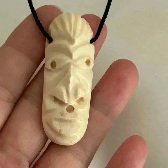 5/$25 Stonehenge totem post bone carved men necklace, waterproof for beach - Picture 1 of 7